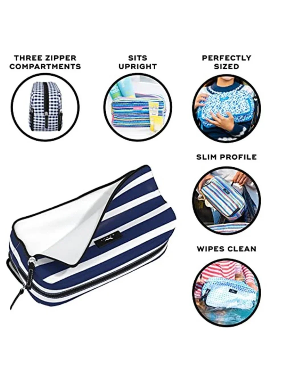 Travel Toiletry Bag Cosmetic Organizer Triple Zip Makeup Toiletry Storage Pouch